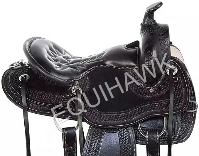 Top Selling Western leather Horse Saddle Quilted padded soft seat With Matching Headstall and Breastplate