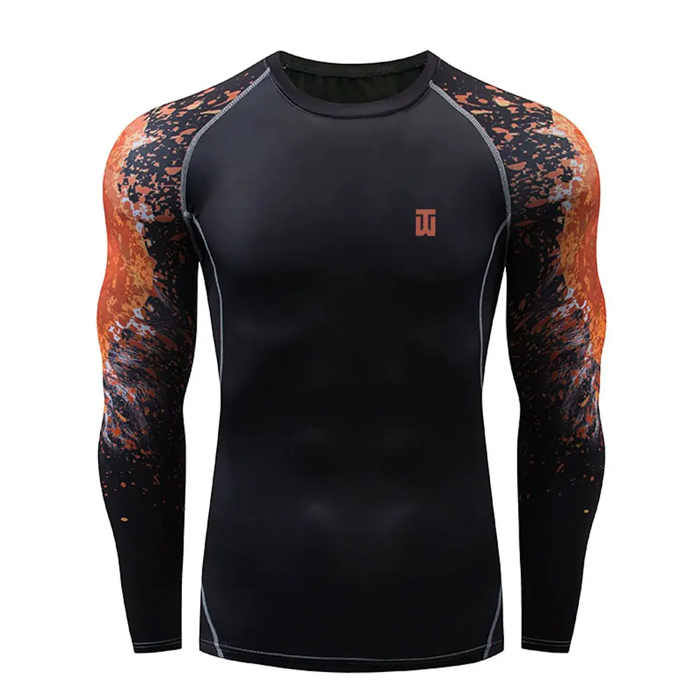 Men Long Sleeve Quick Dry Compression Wear Rash Guard Custom Design High Quality MMA Rash Guard