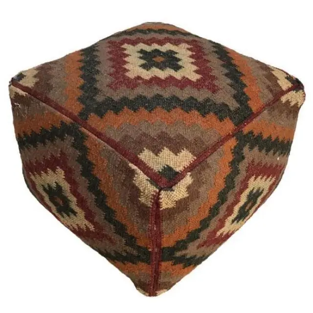 Eco Friendly Handwoven Round Natural Boho Home Pouf Stool Ottoman from Indian Exporter and Manufacturer