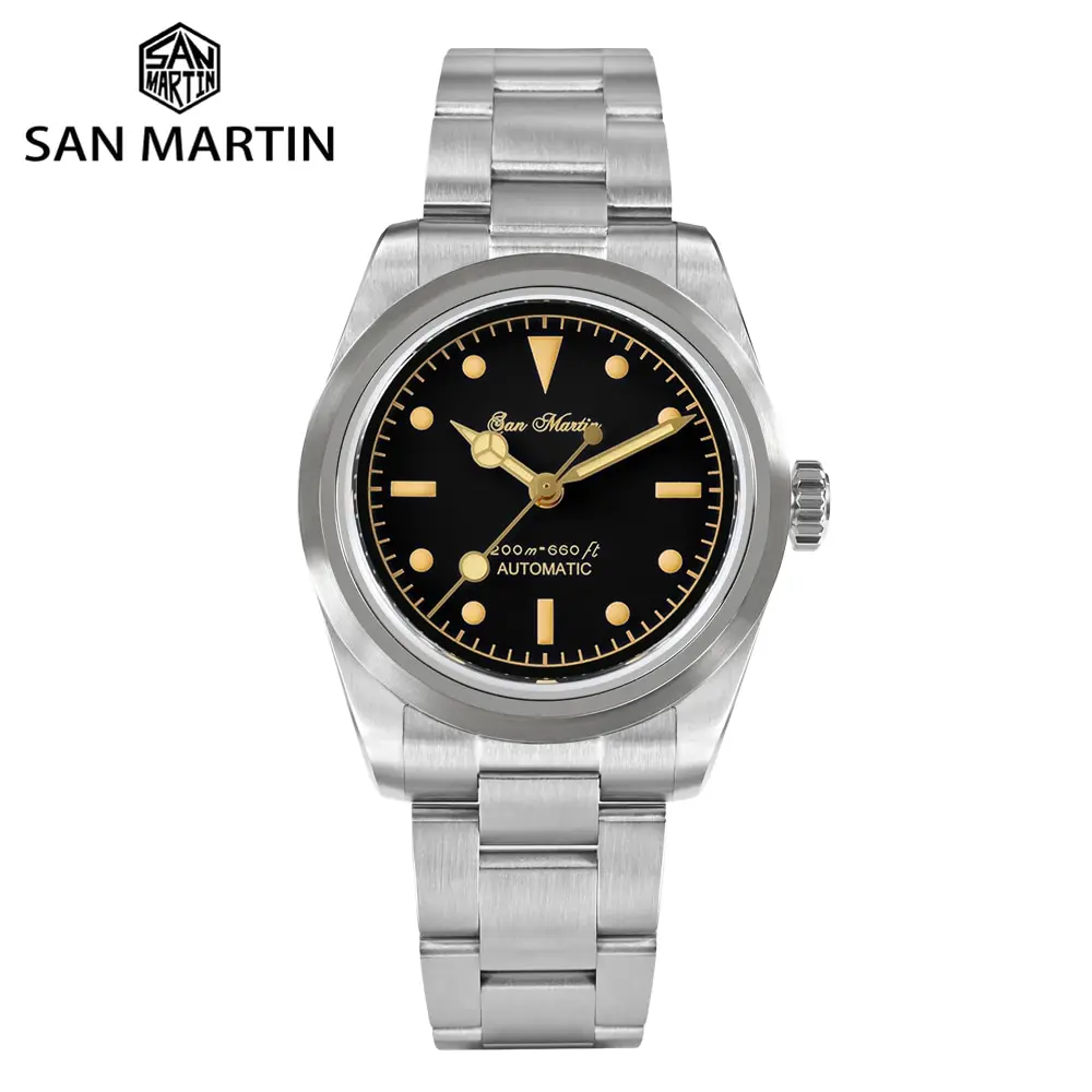 High quality san martin 37mm 20atm Retro NH35 Simple classical vintage mechanical automatic Luminous men diver watch for sale