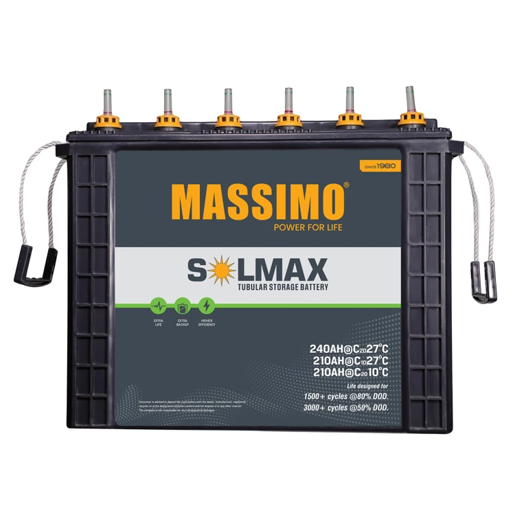 High on Demand Premium Quality ISO Certified 12 Voltage 240AH MASSIMO Lead Acid Tubular Storage Battery from Indian Manufacturer
