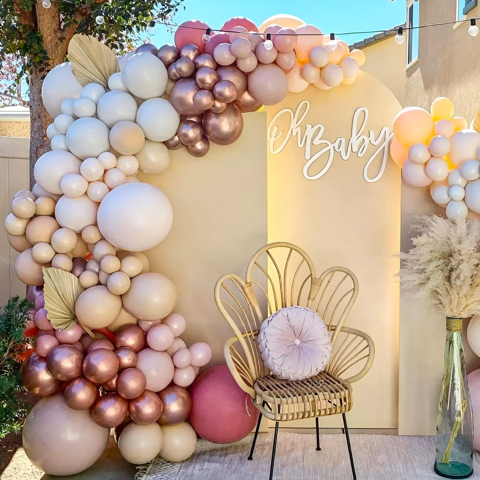 birthday Balloon arch garland kit pink gold retro apricot balloon set for Baby Shower wedding party graduation decoration