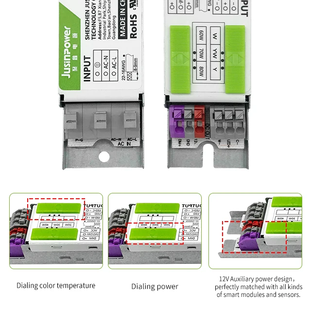 UL certification 40W60W80W 347Vac CCT adjustable Constant Current 0-10V dimmable led driver  DIP switch CCT driver CCT driver