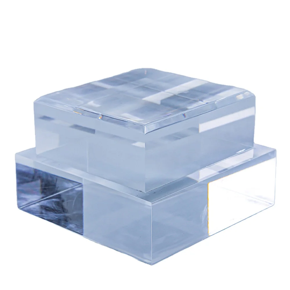 High quality transparent clear round square riser Lucite acrylic block plate display tray
