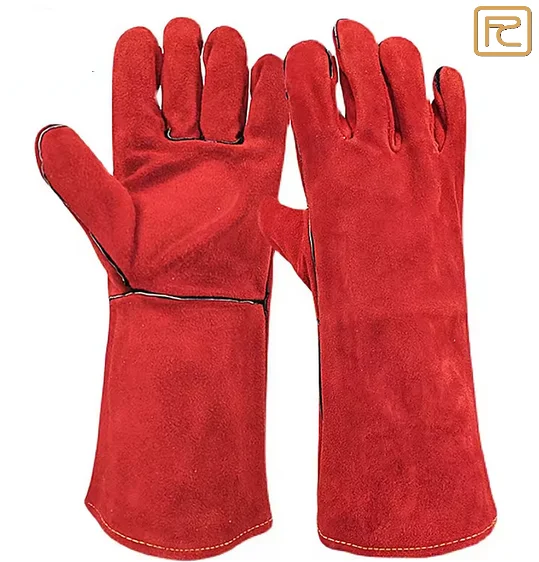 High Quality 14 Inch Cow Split Leather Welding Gloves with Latex Coating Safety Work Gloves Touch Screen Function Outdoor Use