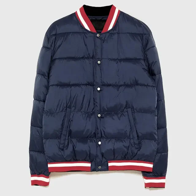 Vintage Varsity Jackets Custom Skull Embroidery 100% Cotton Winter Bubble Varsity Jacket