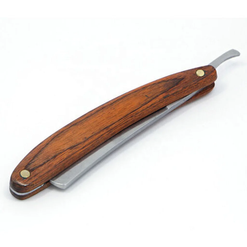 Barber Straight Edge Razor With Pure Wooden Handle Folding Shaving Knife Stainless Steel Cut Throat Shaving Razor For Salon