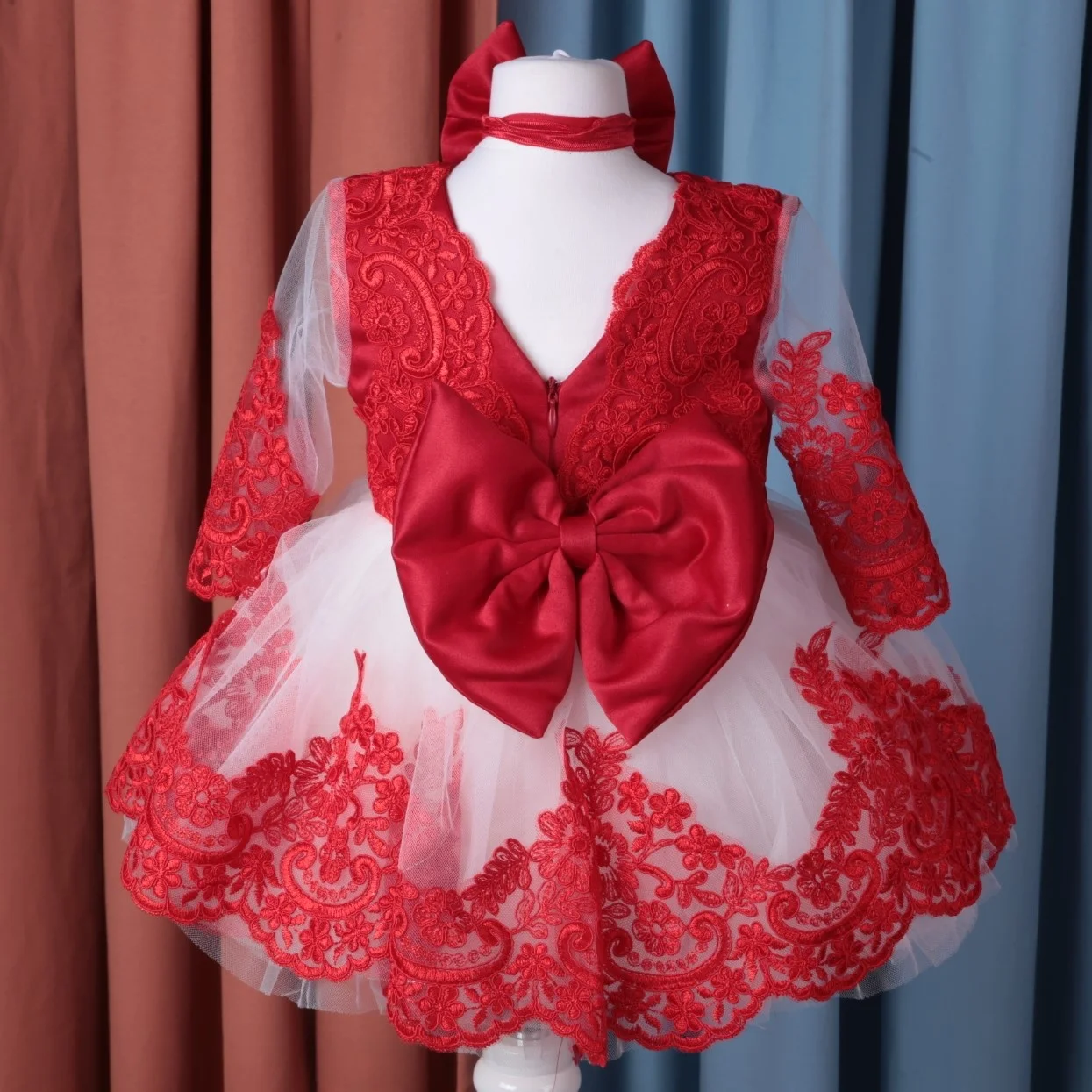 Wholesale Custom Newborn New Design Party Birthday Wedding Kids Clothes Red Lace Baby Dress For Girls From Turkey
