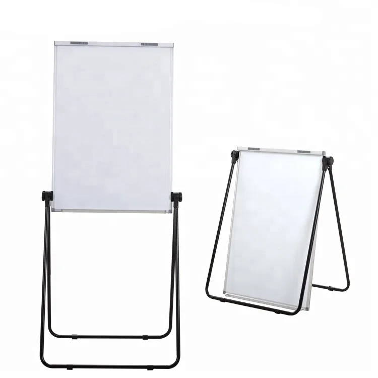 90x60cm Movable Double Side Foldable Magnetic White Board Easel Height Adjustable U Shape Flip Chart Board