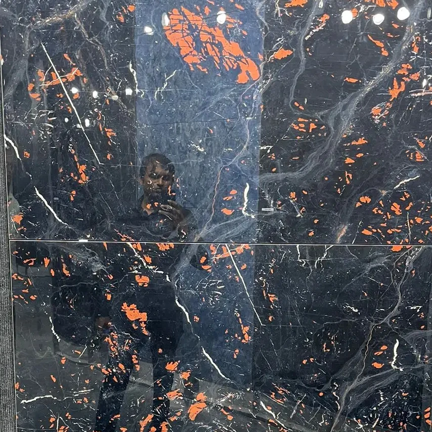 inkjet digital porcelain polished black vitrified tiles 600*1200 mm with 8.8 mm thickness from india