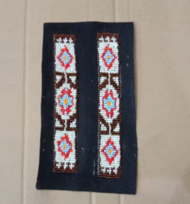 Black Flower Seed Beaded Handmade Patches Patches Pearl Beaded Ethnic Beadwork Native Crafts Patches Custom Embroidery