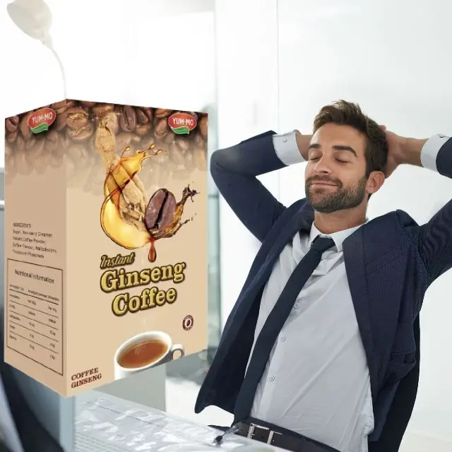 High Energy Instant Ginseng Coffee Powder Customizable Mellow OEM ODM Slimming Latte Sugar Cream Chocolate Halal Box Bag