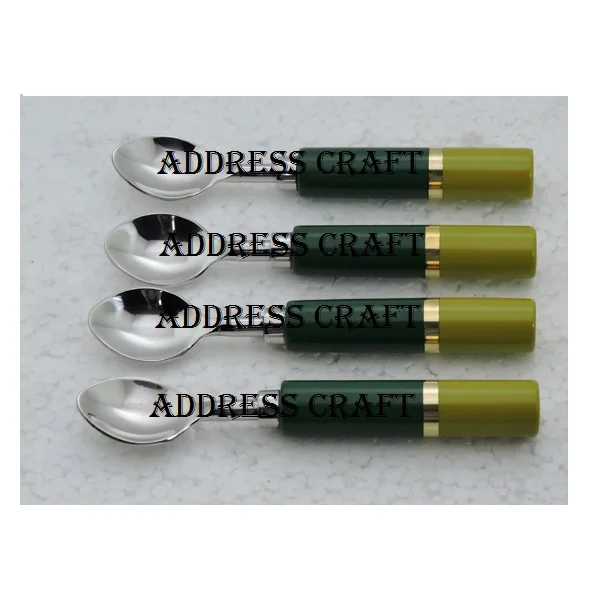 Factory Price18/8 Stainless Steel And Resin Handle Cutlery Spoon Sets Home And kitchenware Use Spoon Set Customised New Style