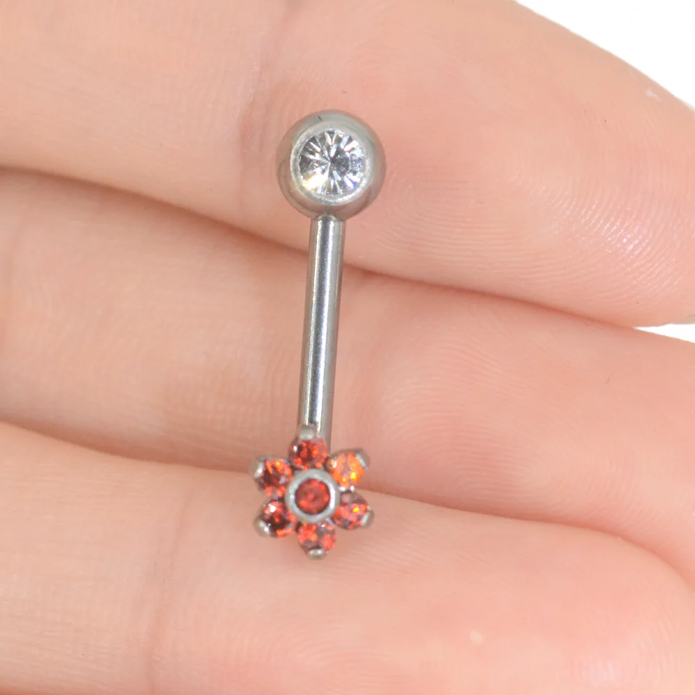POENNIS Titanium Tranish Free Christina Vertical Hood Crystal Flower Sexy Vagina Genital VCH Piercing Jewelry