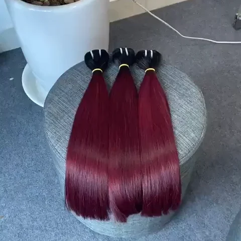 Прямые необработанные волосы с косточками одним донором Омбре красный цвет наращивание вьетнамские человеческие