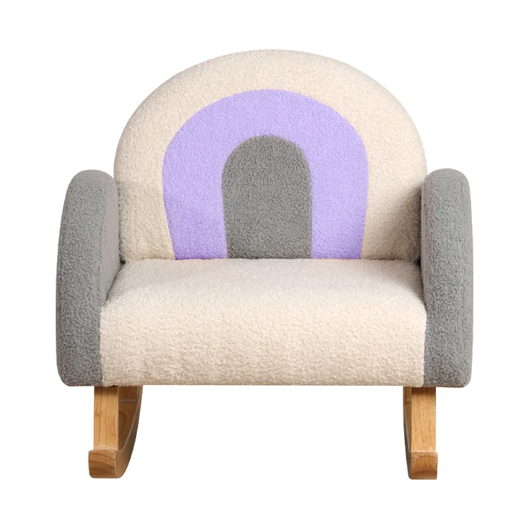 modern premium foldable teddy velvet single sofa rocking chair armchair for children rest bedroom preschool