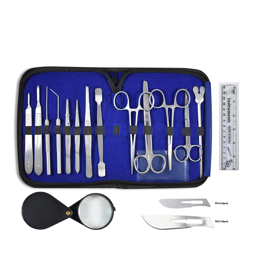 Professional Surgery Kits 13 Pieces Stainless Steel Scissor Tweezer Scaler Forceps Student Suture Tanning Tool Set