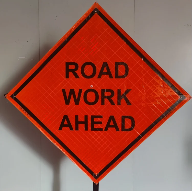 Road Work Ahead High Visibility Work Zone Traffic Safety  Reflective Roll up sign