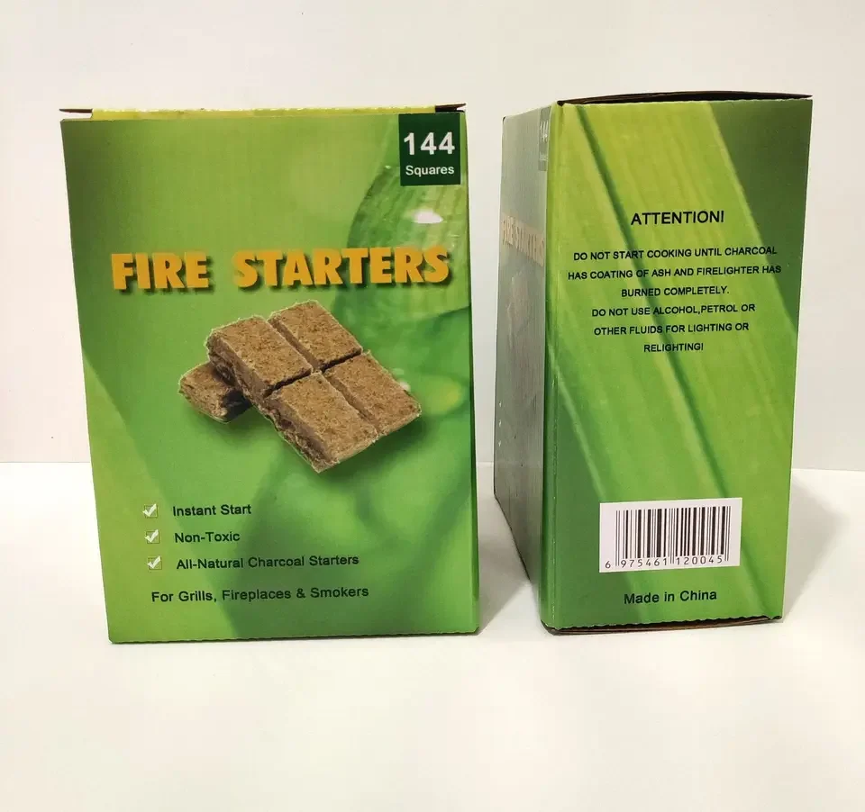 Wood Stove Manufacturer Customization BBQ Wood Wool Firestarter Brown Wood Chips Square Fire Starter for Grill Accessories