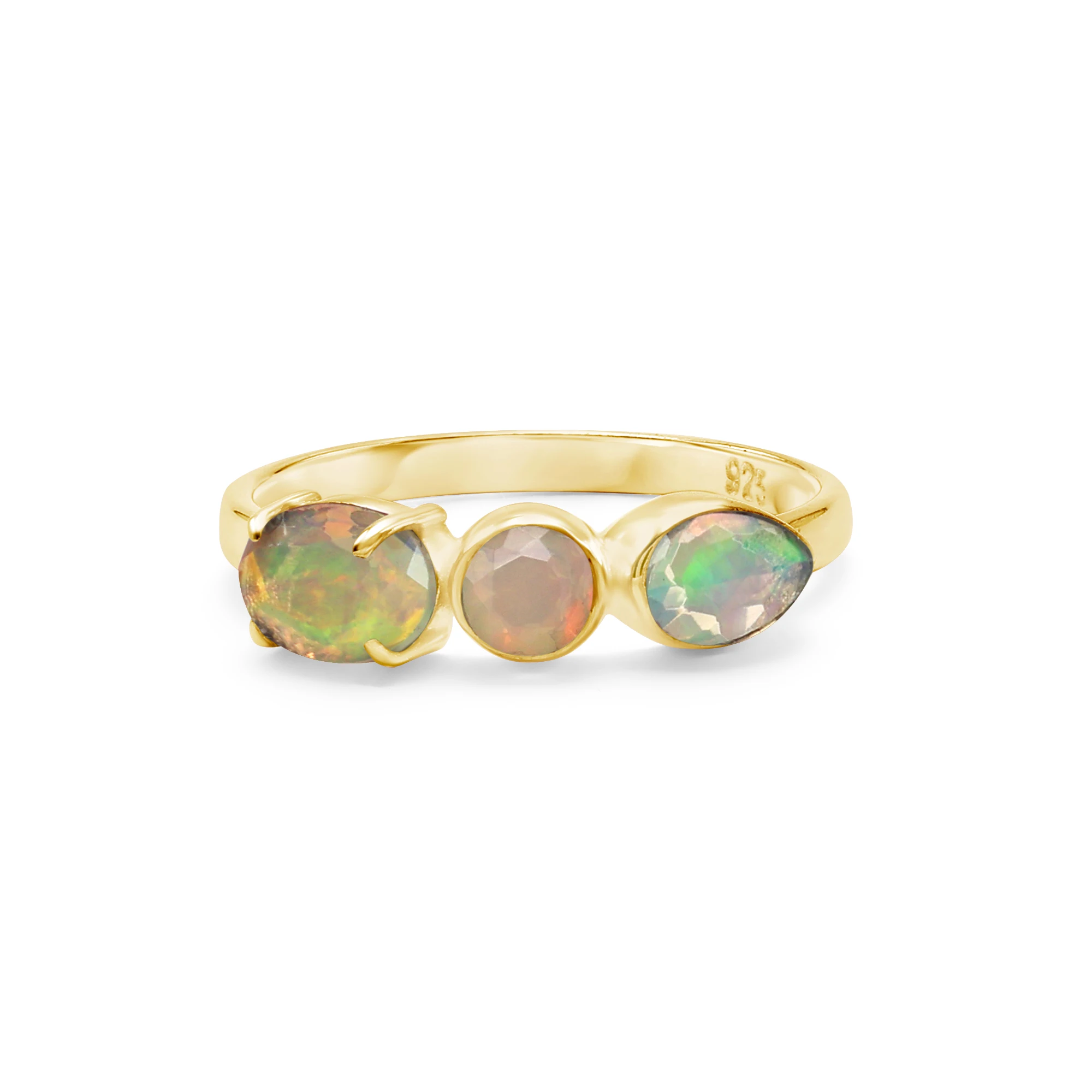 Unique New Collection 925 Sterling Silver Oval Round Pear Shape Ethiopian Opal Gemstone Ring Fine Jewelry Party Wear For Women