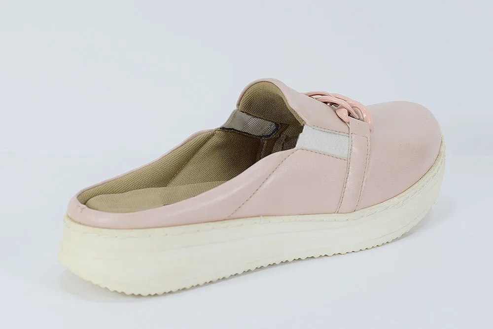 Wholesale mule shoes for women loafers walking style shoe best quality synthetic leather moccasin for women with buckle design