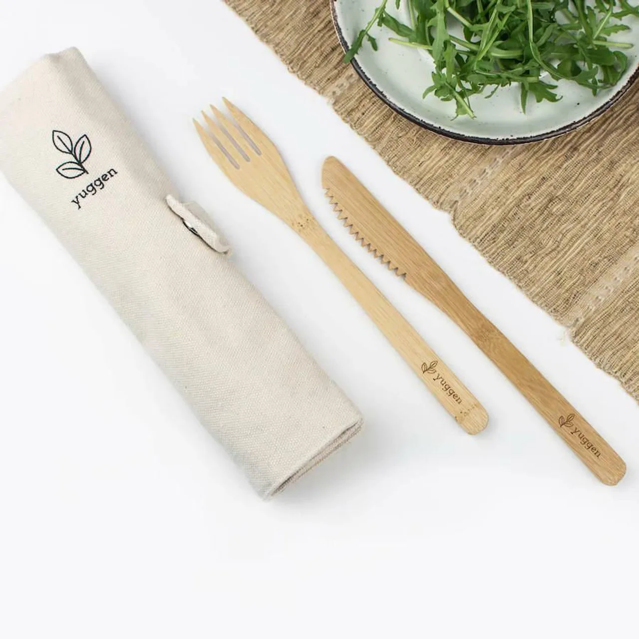 Knife fork spoon eco friendly utensil flatware set eco friendly utensils bamboo picnic camping travel sets