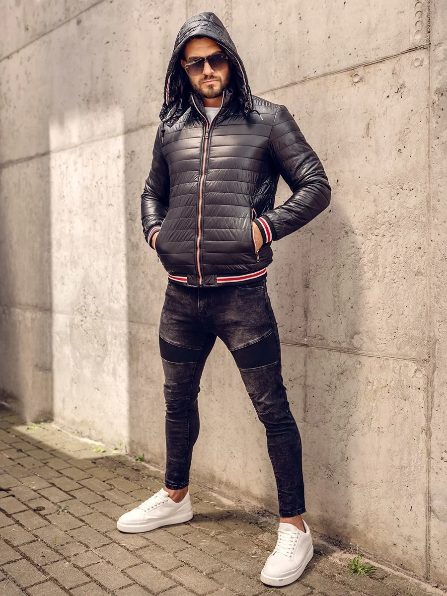 Black Mens Lightweight Breathable Quilted Jacket  Long sleeves Warm Men puffer Jacket ( Manufacture By Huzaifa Products )