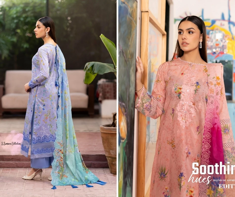 Laetest Designs Ssumaira Collection Luxury Digital Printed Embroidered 3 PC Dresses Indian & Pakistani Women Suits