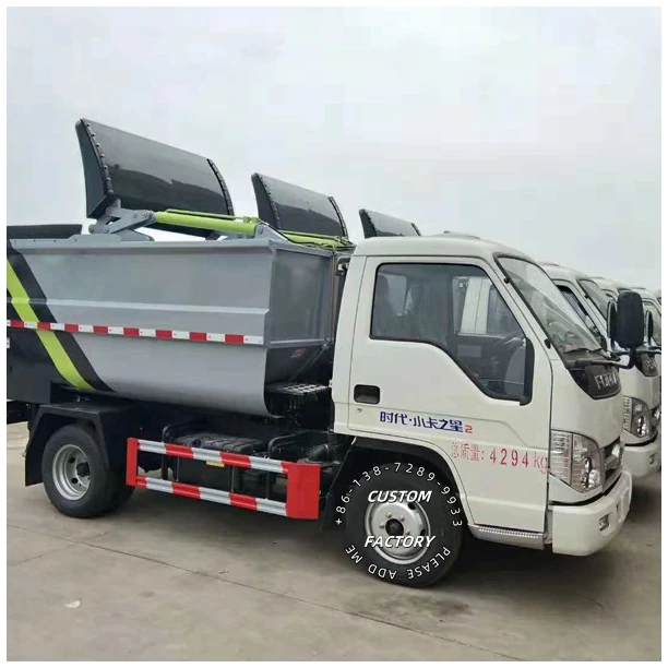 Foton mini Rear dump garbage trucks refuse compactor garbage disposal truck hydraulic garbage compactor truck for isuzu