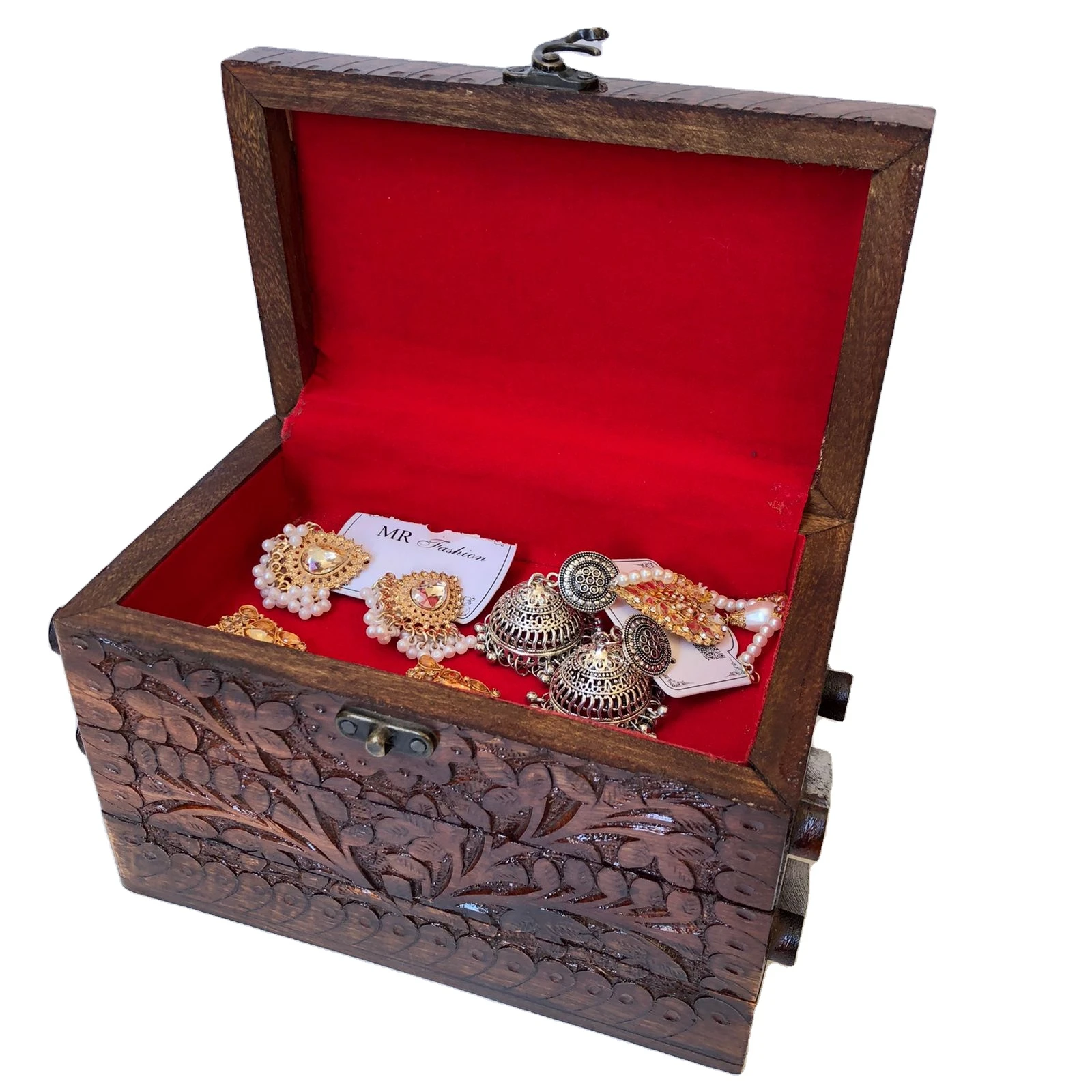 Handmade Hand Carved handi craft wooden Best Quality Wooden Jewelry Box Three Step Hand Carved Modern handi craft Wooden gift