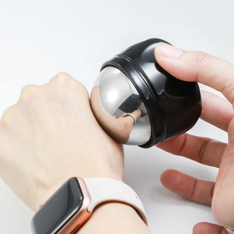 stainless steel cryo ball deep muscle massage handheld therapy black cold massage ball