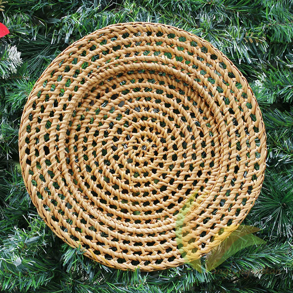 Vietnam Factory Rattan Charger Plate Pad Wicker Bamboo Tableware Brown Wedding Rattan Charger Plates Ready To Ship