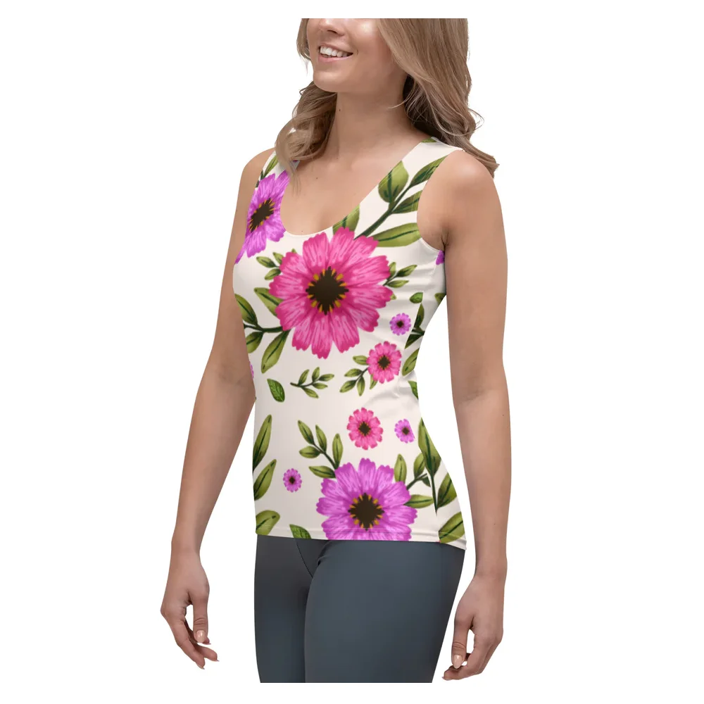 Latest Design Cheap Price High Quality Printing Sublimation Cotton Fabric Comfortable Women Tank Tops