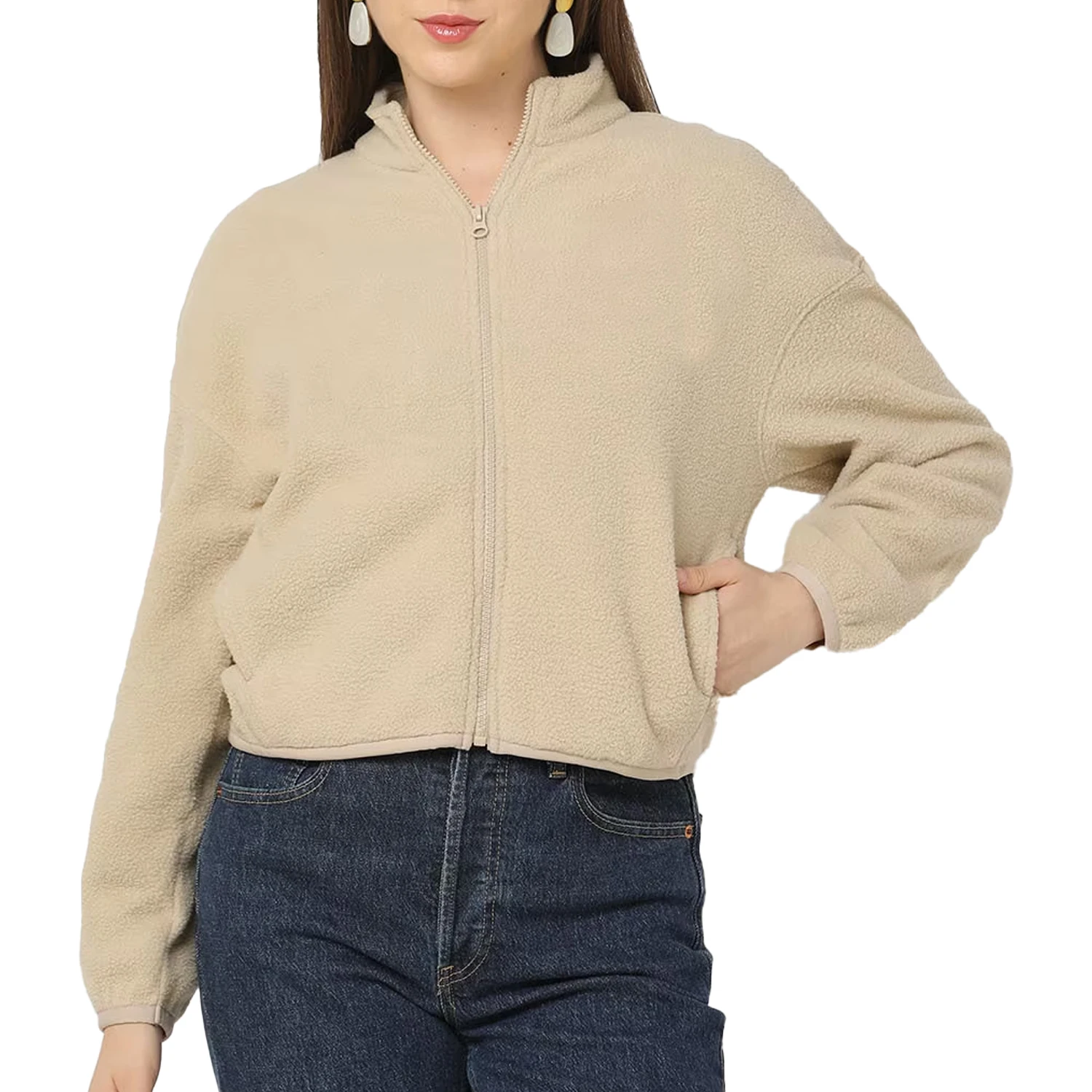 Winter Fashion V Neck Full Zipper Stand Collar High Quality Sweaters For Women From Bangladesh Manufacturer With 100% QC