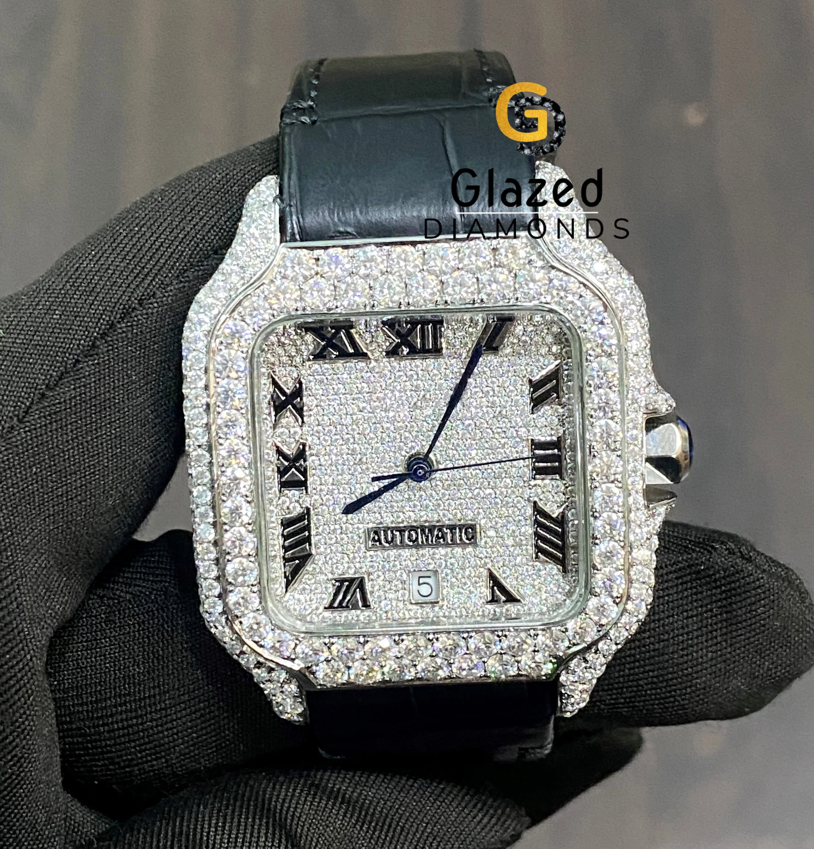 Brilliant Round Cut Iced Out Moissanite Diamond Watch For Men Perfect For Any Occasion Beauty With VVS Clarity Diamond
