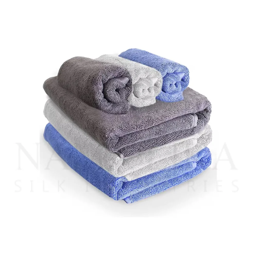 Pakistani Manufacturer NAMA LIKA SILK INDUSTRIES Wholesale Blue Color Quick Drying Microfiber Cheap Price Luxury Bath Towels
