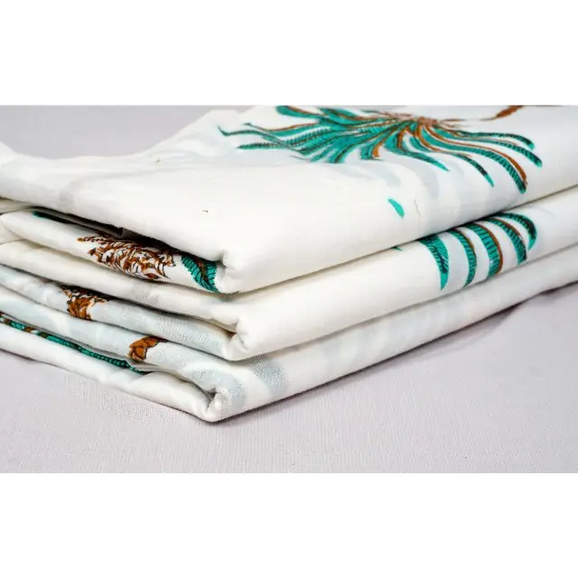 100% cotton printed fabric Indian cotton fabrics floral print fabrics for clothing Indian Hand Block Palm Tree Print