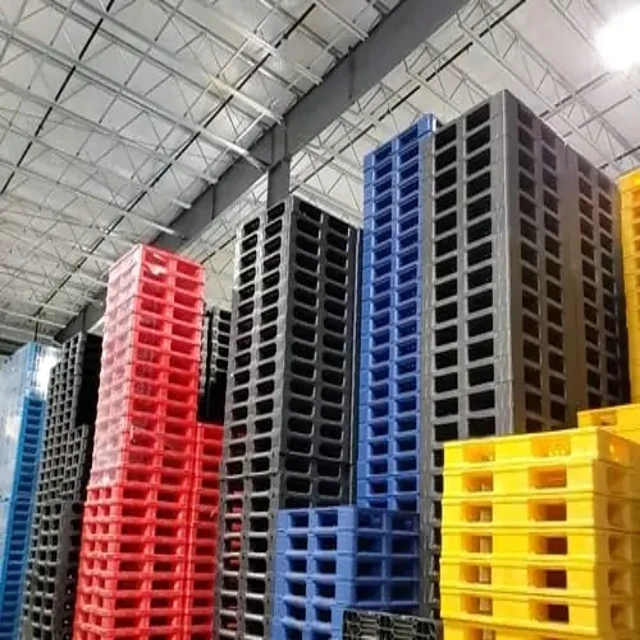 Plastic Forklift Pallet Floor Slat Smooth Surface Plastic Blue Warehouse Storage Plastic Pallet Manufacturer Euro Pallet 4-way