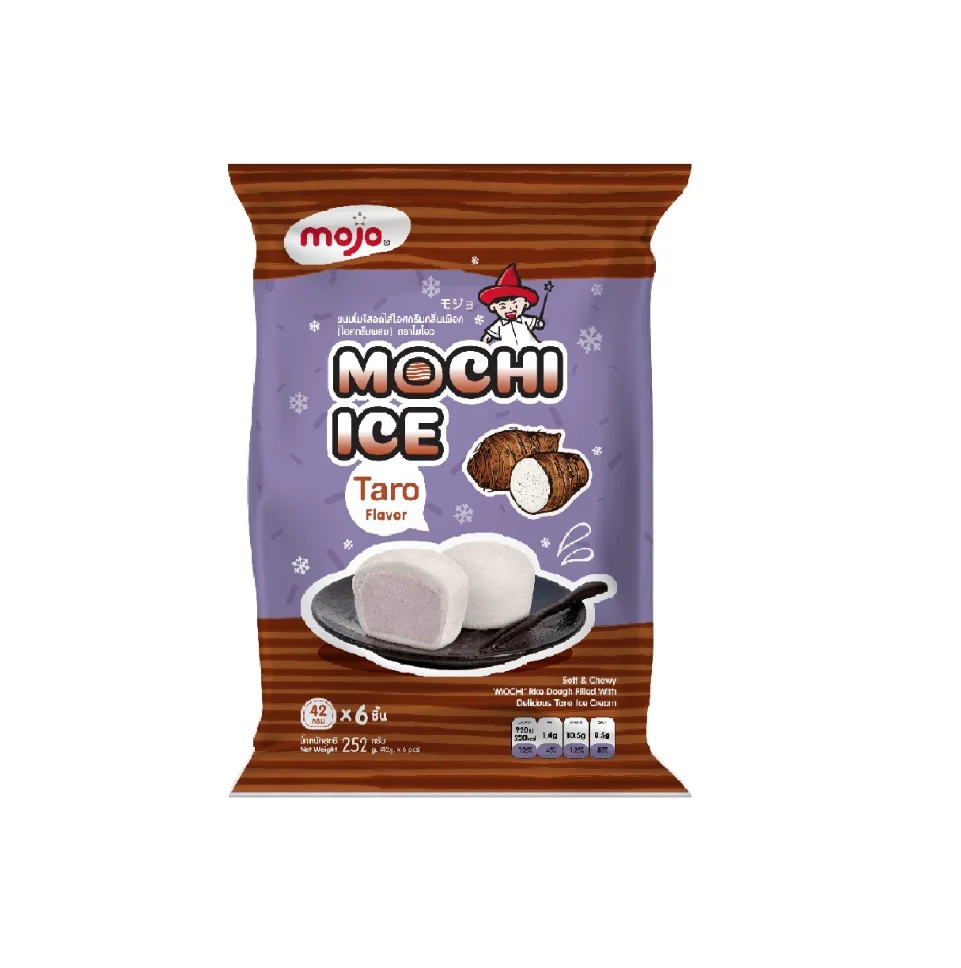 Extra Grade Vegan Soft Dairy Beverage Round Ball Shape Rice Dough Milk MOJO Mochi Ice Cream Taro From Thailand