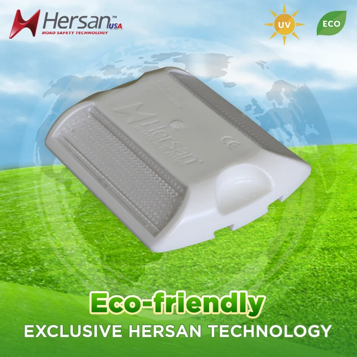 Hersan High Reflective Raised Pavement Marker Two Way Marker ABS Yellow Body Polycarbonate Yellow-Red Lenses 3m Pavement Solar