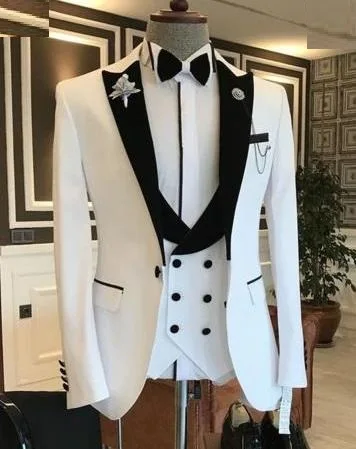 NEW STUNNING WHITE BLAZER,WHITE SHIRT & PANT TUXEDO 3 PIECES SUITS WITH HIGH QUALITY OF FABRICS FOR PARTY-WEAR/WEDDING @ 2024