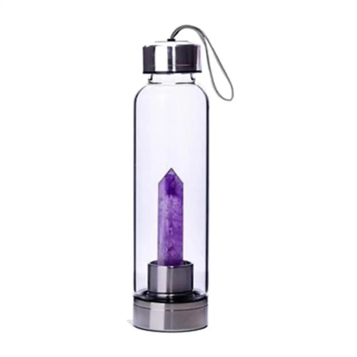2023 Top Quality Healing Energy Crystal Glass Water Bottle Crystal Infused Elixir Water Bottle, rose quartz mooss agate bottle