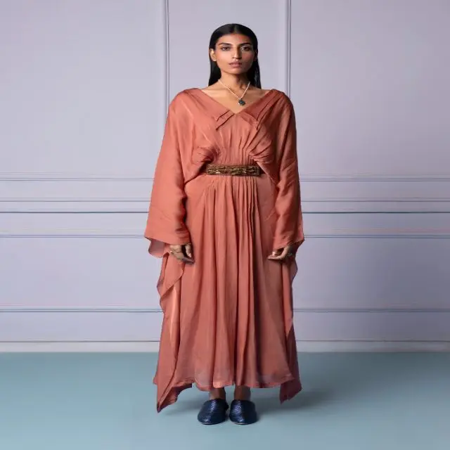 Excellent Quality Pleated Kaftan Maxi Dress for Women Party and Wedding Wear from Indian Exporter