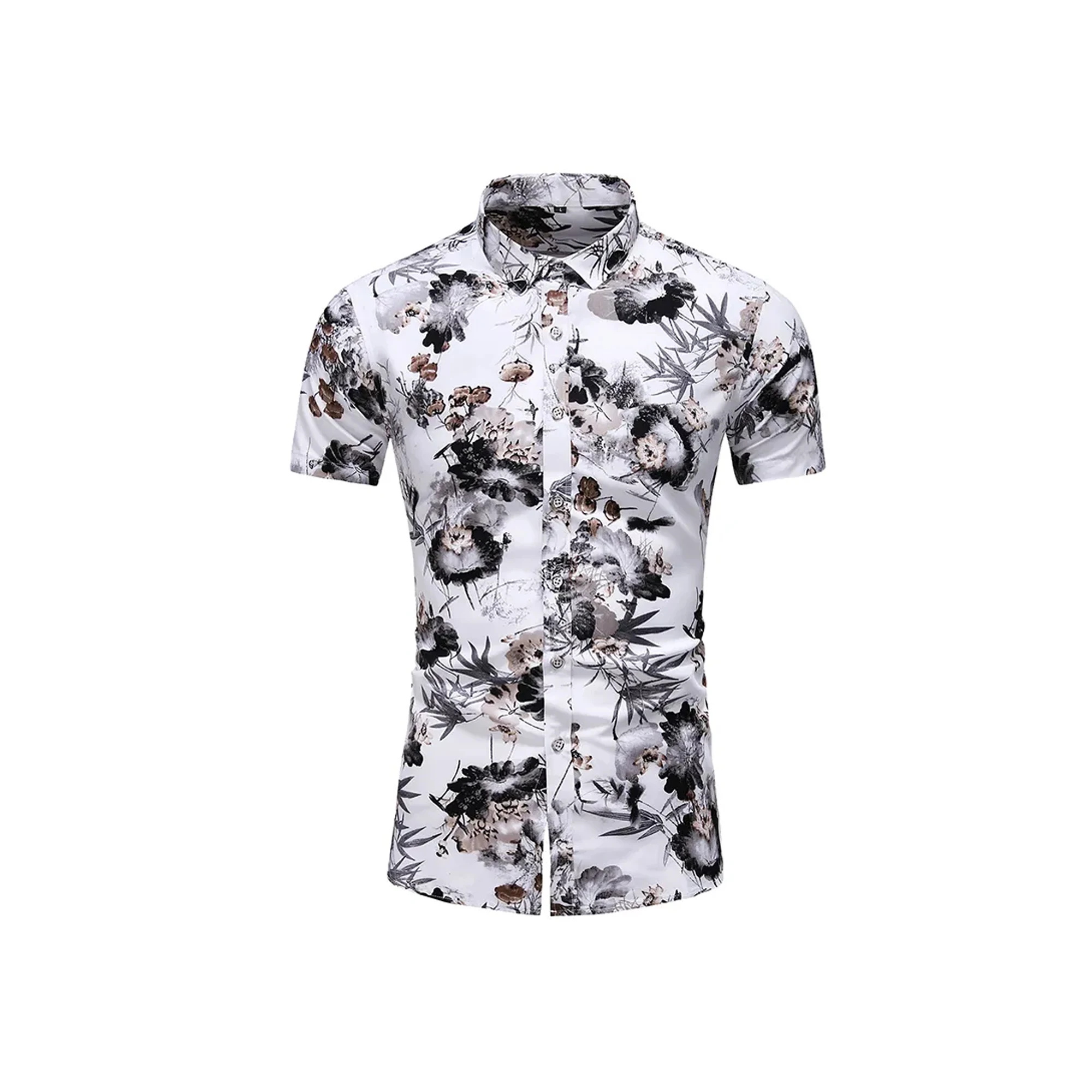 100% Cotton Stylish Wholesale Cheap Price Fashionable Plain Short Sleeve Logo Custom Printed Mens Hawaiian Shirt From Bangladesh