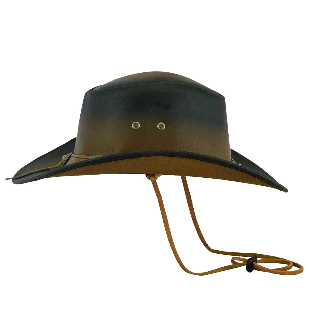 Best selling latest design custom color Genuine cow hide leather hats new fashion leather cowboy hat USA