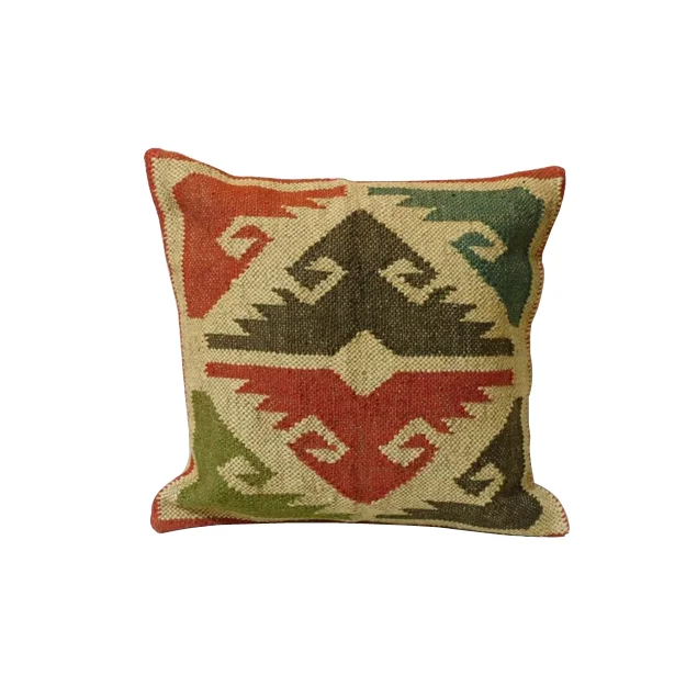 Bohemian Indian Texture Handmade 100% Wool Jute Square Pillow Cover Living Room Home Decor Knitted  Embroidered Cushion Case