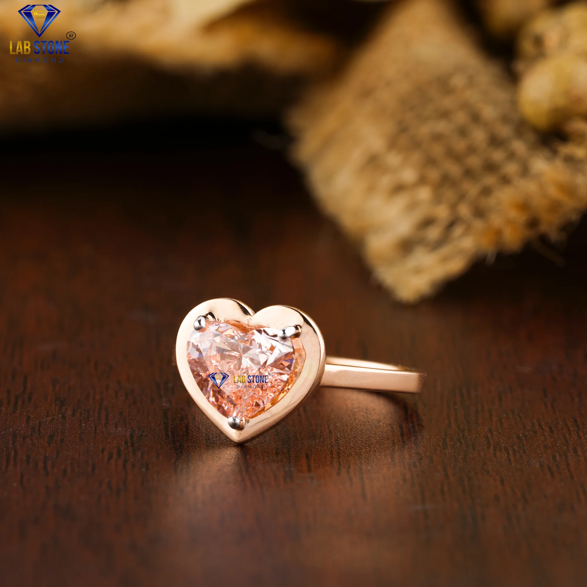 1.52 TDW F.P. Heart Cut Diamond Ring 18k Rose Gold Solitaire Ring Cvd/Hpht Diamond Lab Stone Jewelry