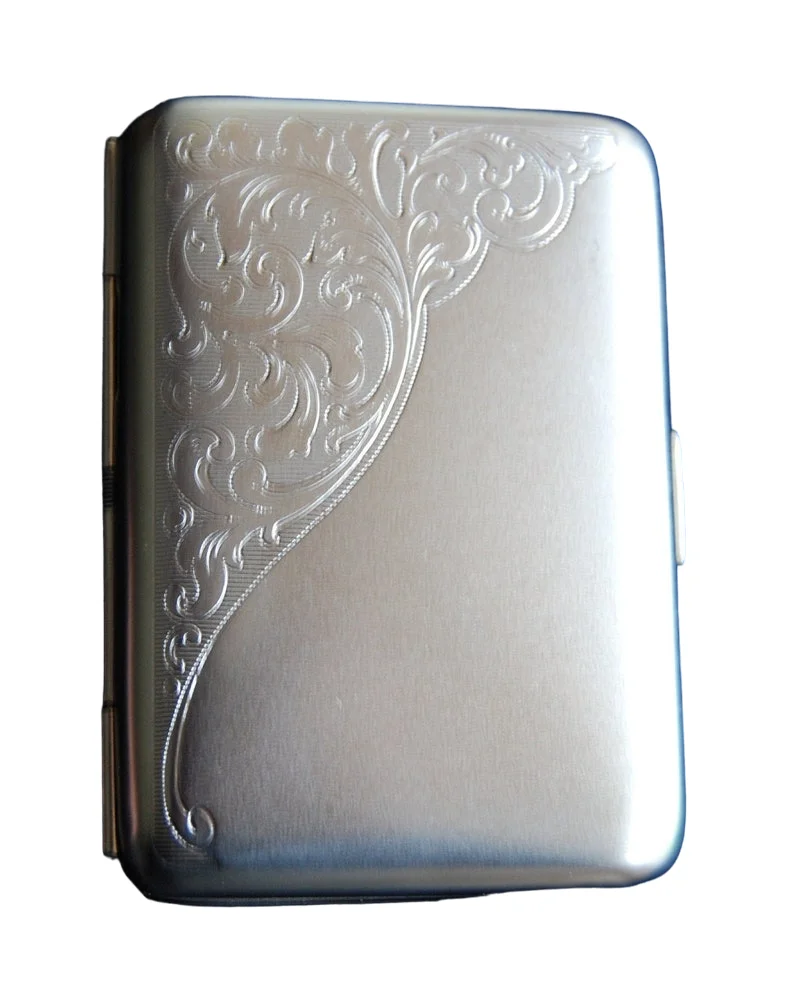Handmade Silver Floral Engraved Design Cigarette Case For Cigarette Storage Holding Box Smoking Accessories Cigarette Case Box
