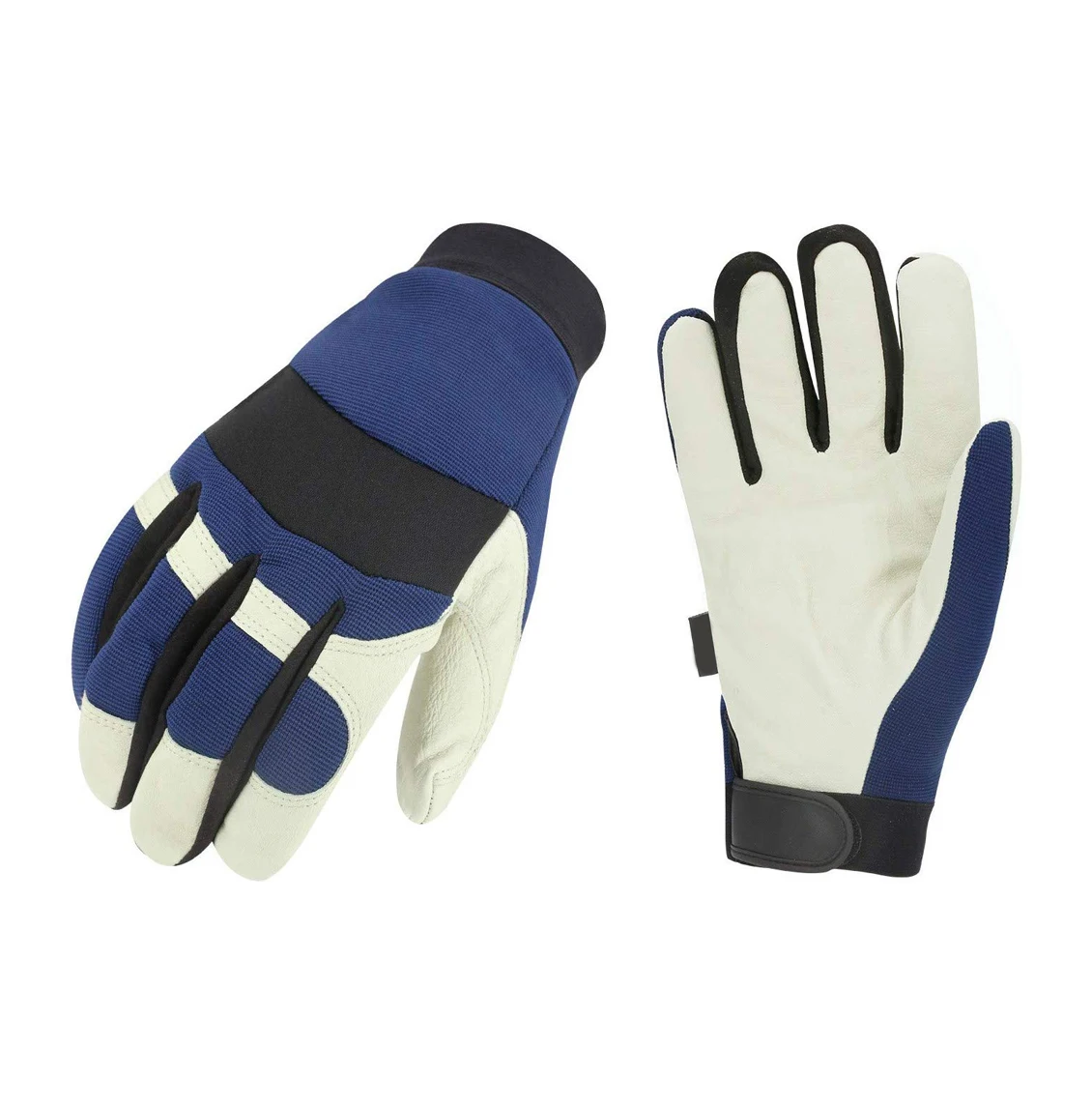 Goat Skin Leather Working Gloves Interlock Knitted Fabric Breathable Hands Protective Work Wear Gloves For Workers