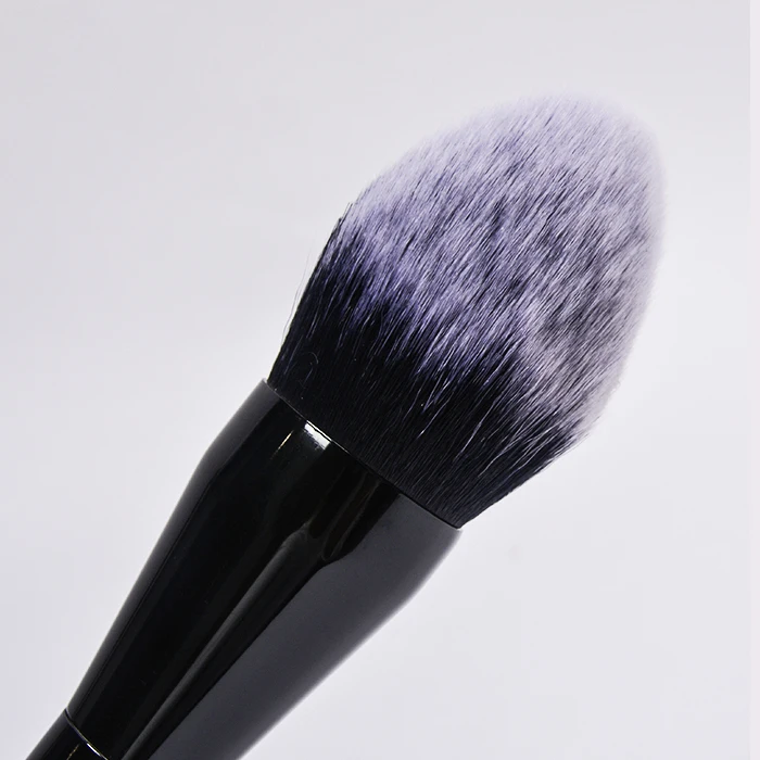 Dongshen High Quality Wooden Handle Synthetic Hair Facial Blusher Powder Brush Private Label Flame Shape Brush Makeup
